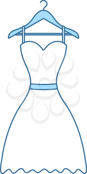 Elegant Dress On Shoulders Icon. Thin Line With Blue Fill Design. Vector Illustration.