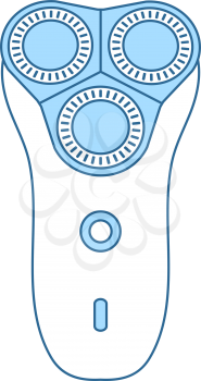 Electric Shaver Icon. Thin Line With Blue Fill Design. Vector Illustration.