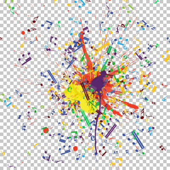 Musical notes flying from grunge blob. EPS 10 Vector illustration.