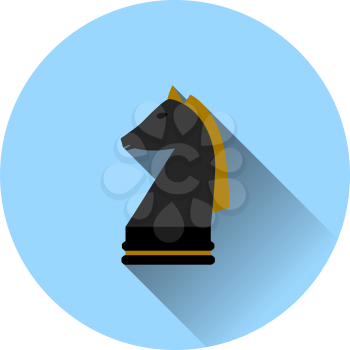 Chess Horse Icon. Flat Circle Stencil Design With Long Shadow. Vector Illustration.