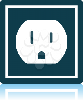 Electric Outlet Icon. Shadow Reflection Design. Vector Illustration.