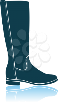 Autumn Woman Boot Icon. Shadow Reflection Design. Vector Illustration.