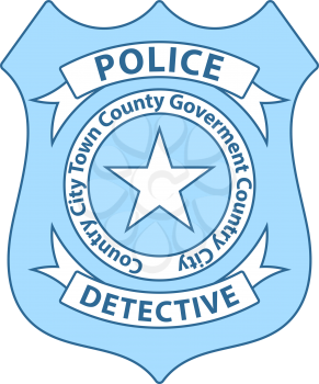 Police Badge Icon. Thin Line With Blue Fill Design. Vector Illustration.