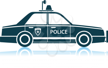 Police Car Icon. Shadow Reflection Design. Vector Illustration.