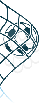 Soccer Ball In Gate Net Icon. Shadow Reflection Design. Vector Illustration.