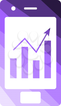 Smartphone With Analytics Diagram Icon. Flat Color Ladder Design. Vector Illustration.