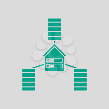 Datacenter Icon. Green on Gray Background. Vector Illustration.