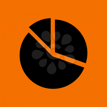Pie Chart Icon. Black on Orange Background. Vector Illustration.