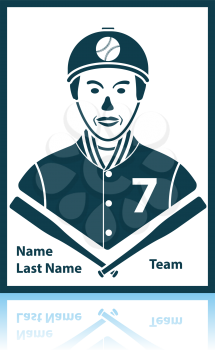 Baseball Card Icon. Shadow Reflection Design. Vector Illustration.