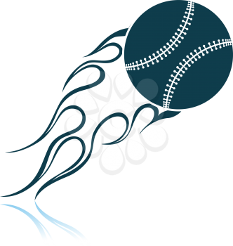 Baseball Fire Ball Icon. Shadow Reflection Design. Vector Illustration.