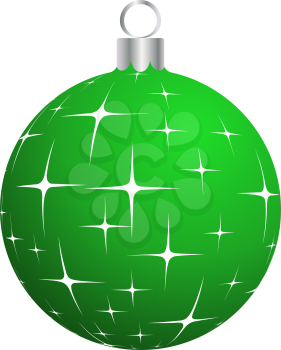 Christmas (New Year) Ball. Green With Silver Design. Vector Illustration.