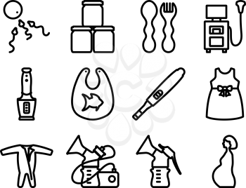 Motherhood Icon Set. Bold outline design with editable stroke width. Vector Illustration.