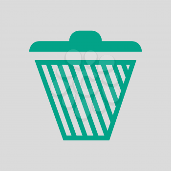 Trash Icon. Green on Gray Background. Vector Illustration.