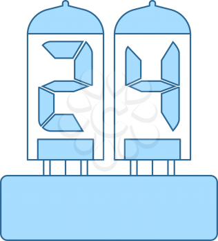 Electric Numeral Lamp Icon. Thin Line With Blue Fill Design. Vector Illustration.