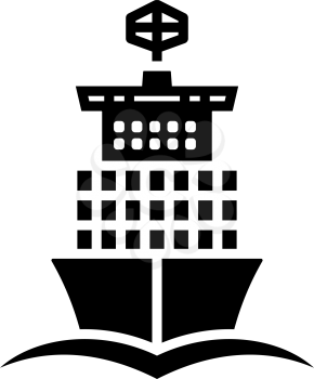 Container Ship Icon. Black Stencil Design. Vector Illustration.