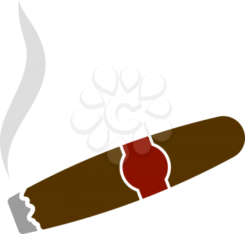 Cigar Icon. Flat Color Design. Vector Illustration.