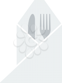 Fork And Knife Wrapped Napkin Icon. Flat Color Design. Vector Illustration.