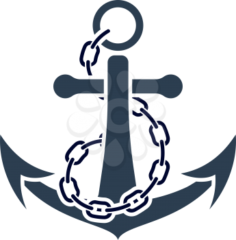 Sea Anchor With Chain Icon. Flat Color Design. Vector Illustration.