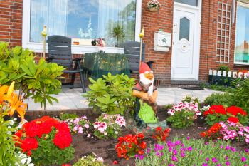 Small garden in front of the Dutch house. Netherlands