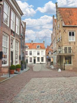 Street in the Dutch town of Heusden. Netherlands 