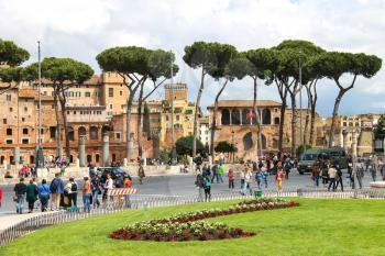 ROME, ITALY - MAY 03, 2014: Tourists at the monument to Victor Emmanuel II. Piazza Venezia, Rome  , Italy