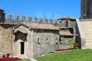 Iin the courtyard of fortresses Guaita on Mount Titan. The Republic of San Marino