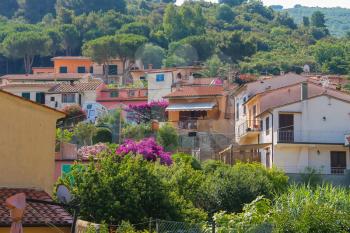 View of small picturesque town Marciana Marina on Elba Island, Italy