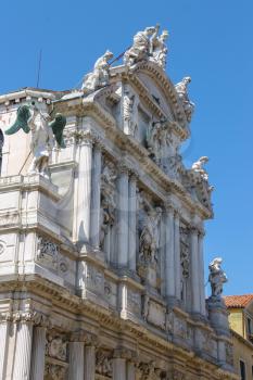 Facade of Santa Maria Zobenigo church (Chiesa di Santa Maria del Giglio) in Venice, Italy