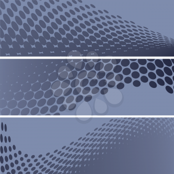 Royalty Free Clipart Image of a Set of Halftone Banners