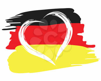 Royalty Free Clipart Image of Paint in the Colours of the German Flag With a Heart