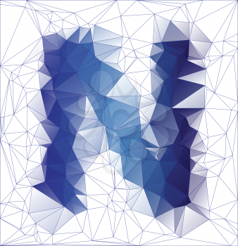Abstract Frozen letter N low poly design gradient EPS10 vector illustration.