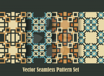 retro squares ornament backgrounds seamless patterns collection for wallpaper and backdrops