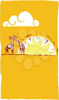 Royalty Free Clipart Image of a Pair of Giraffes