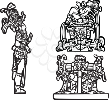 Royalty Free Clipart Image of Mayan Men