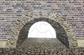 stone arch in the wall isolated on white