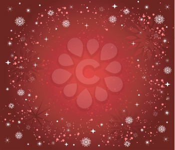 Christmas background with stars, snow and snowflakes