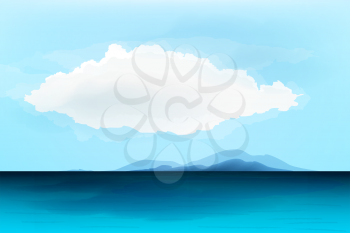 Seascape With Mountains And Cloud