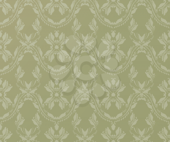 Vintage Green Pattern Witn Clipping Mask