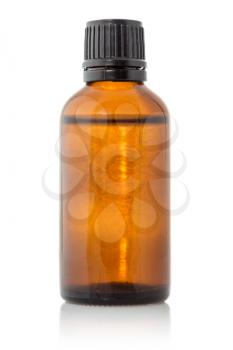 Small bottle with medicinal solution, isolated over white background