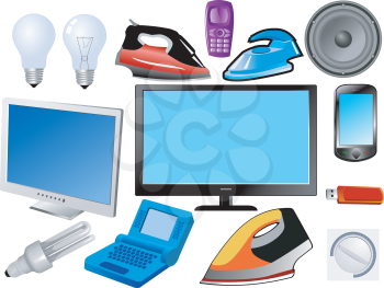 Royalty Free Clipart Image of Modern Household Items