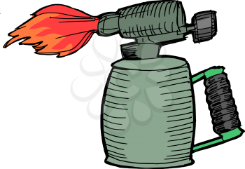 Illustration of the blowlamp with opened flame