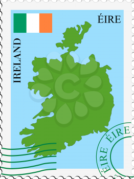 Image of stamp with map and flag of Ireland