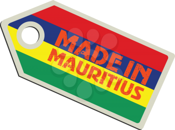 vector illustration of label with flag of Mauritius