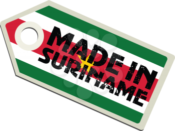 vector illustration of label with flag of Suriname