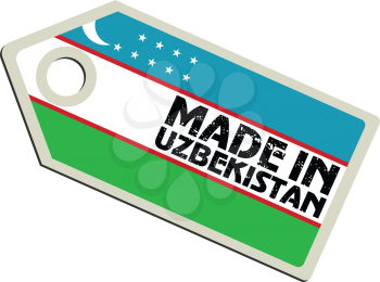vector illustration of label with flag of Uzbekistan
