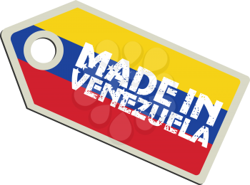 vector illustration of label with flag of Venezuela