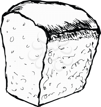 hand drawn, cartoon, sketch illustration of bread