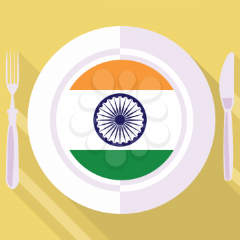 plate in flat style with flag of India