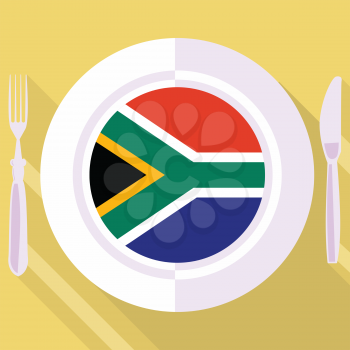 plate in flat style with flag of South Africa