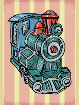 stylish, vintage, background with steam train